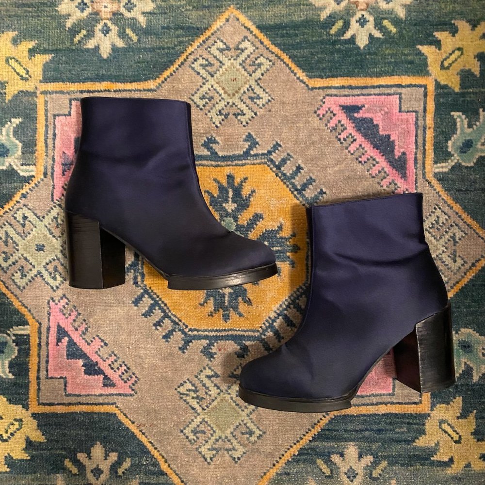 ASOS Blue Satin Ankle Boots